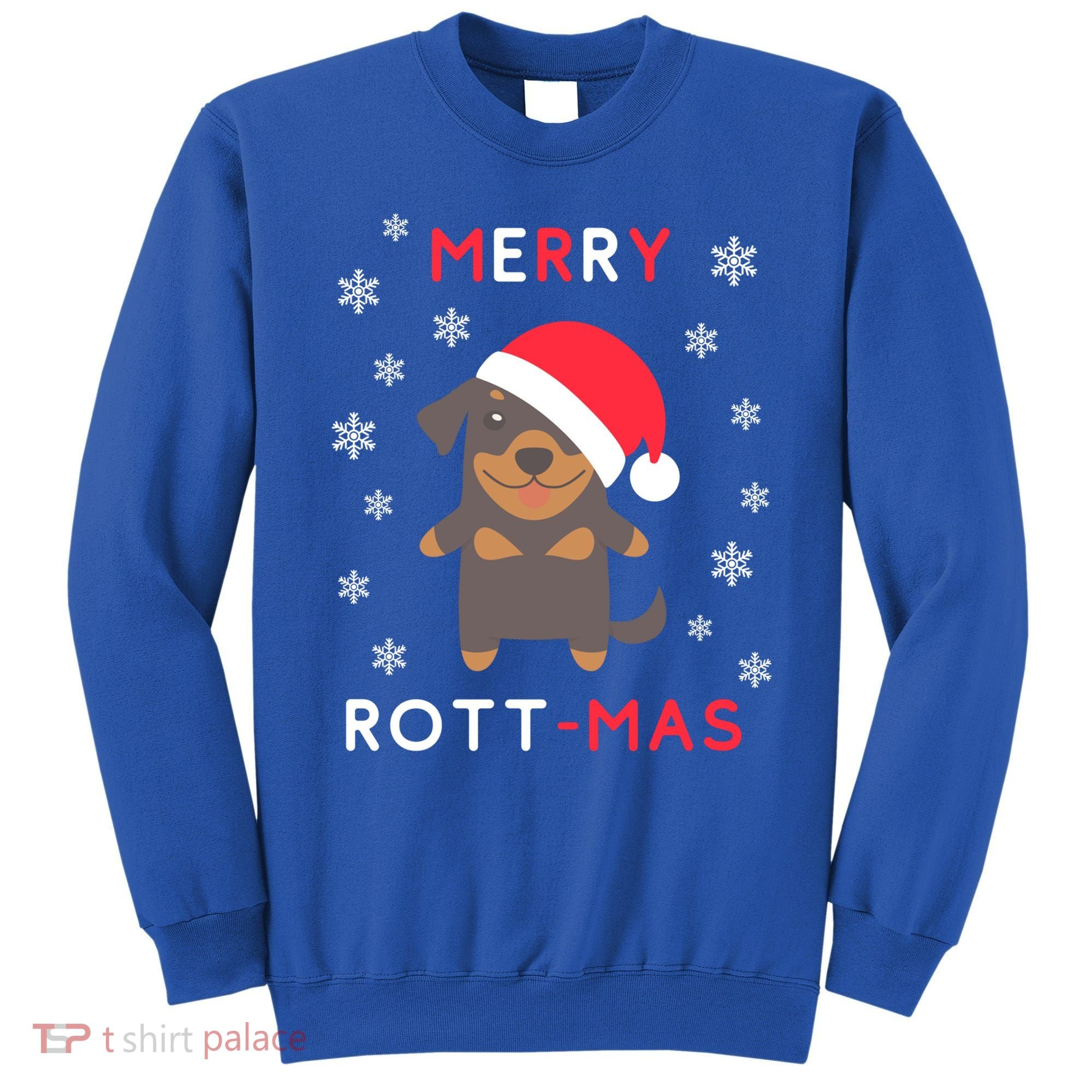 Merry Rott Mas Funny Gift Funny Christmas Rottweiler Xmas Dog Funny Gift Sweatshirt