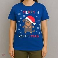 Merry Rott Mas Funny Gift Funny Christmas Rottweiler Xmas Dog Funny Gift T-Shirt thumb 4