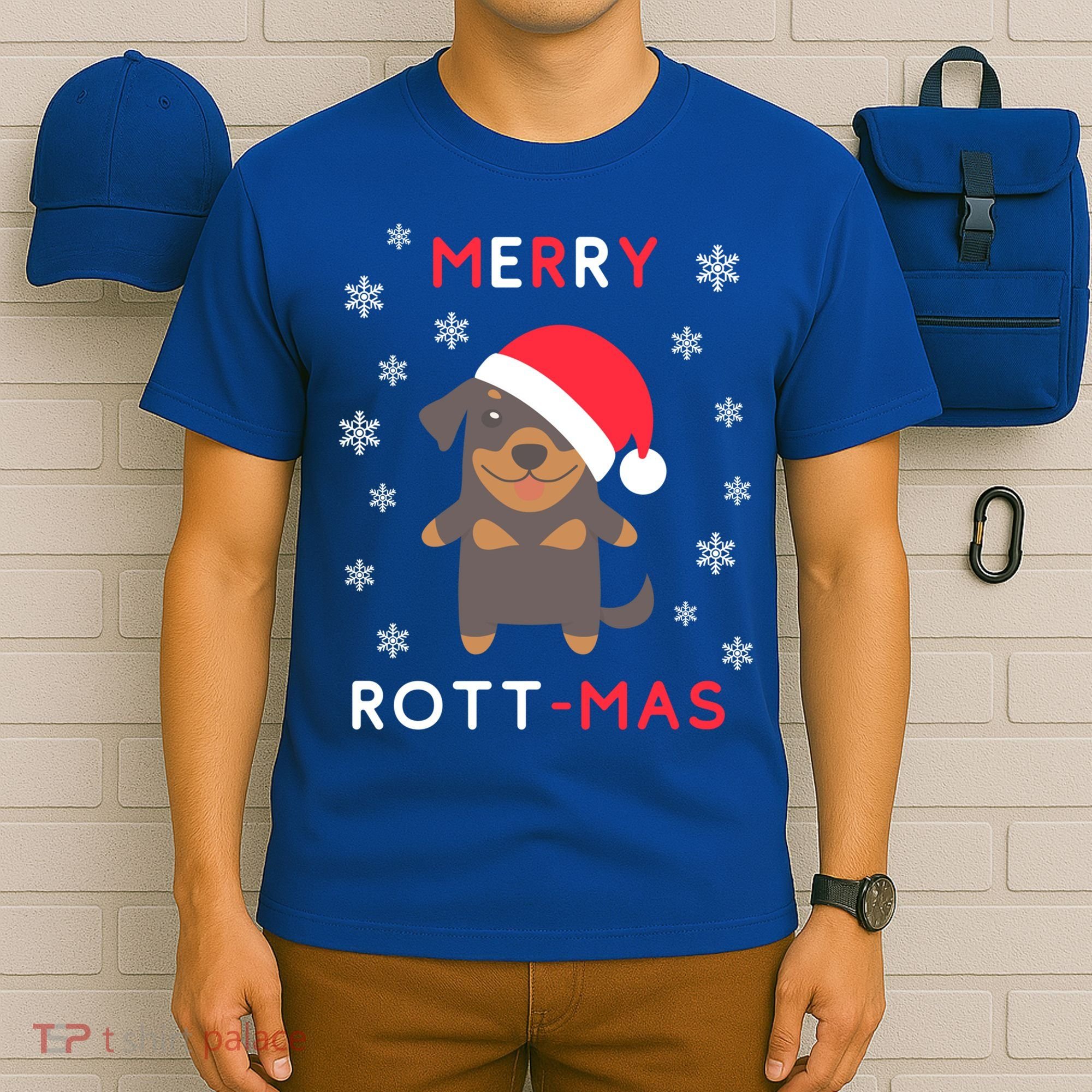 Merry Rott Mas Funny Gift Funny Christmas Rottweiler Xmas Dog Funny Gift T-Shirt
