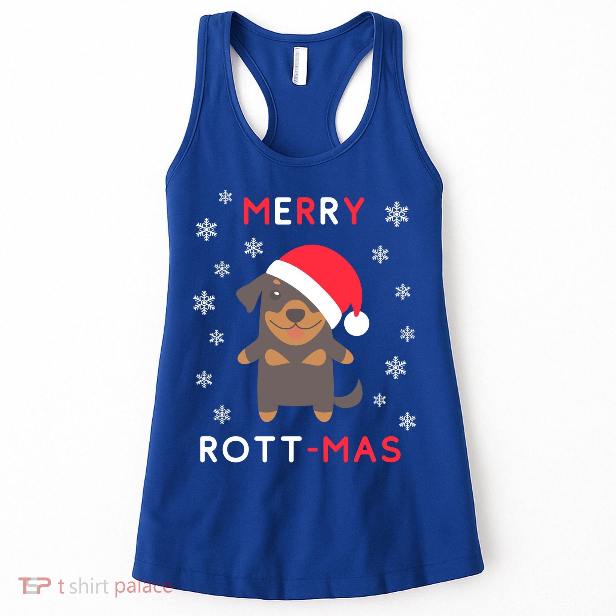 Merry Rott Mas Funny Gift Funny Christmas Rottweiler Xmas Dog Funny Gift Women's Tank Top