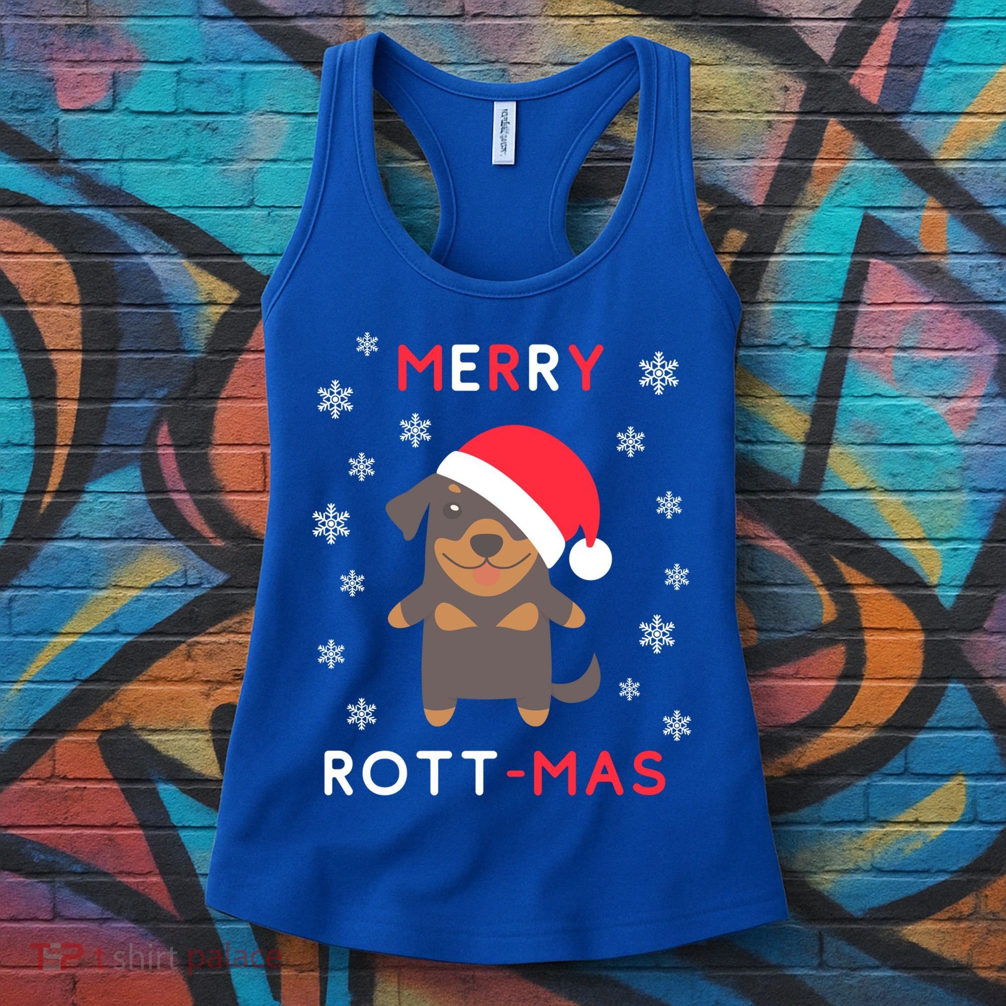 Merry Rott Mas Funny Gift Funny Christmas Rottweiler Xmas Dog Funny Gift Women's Tank Top