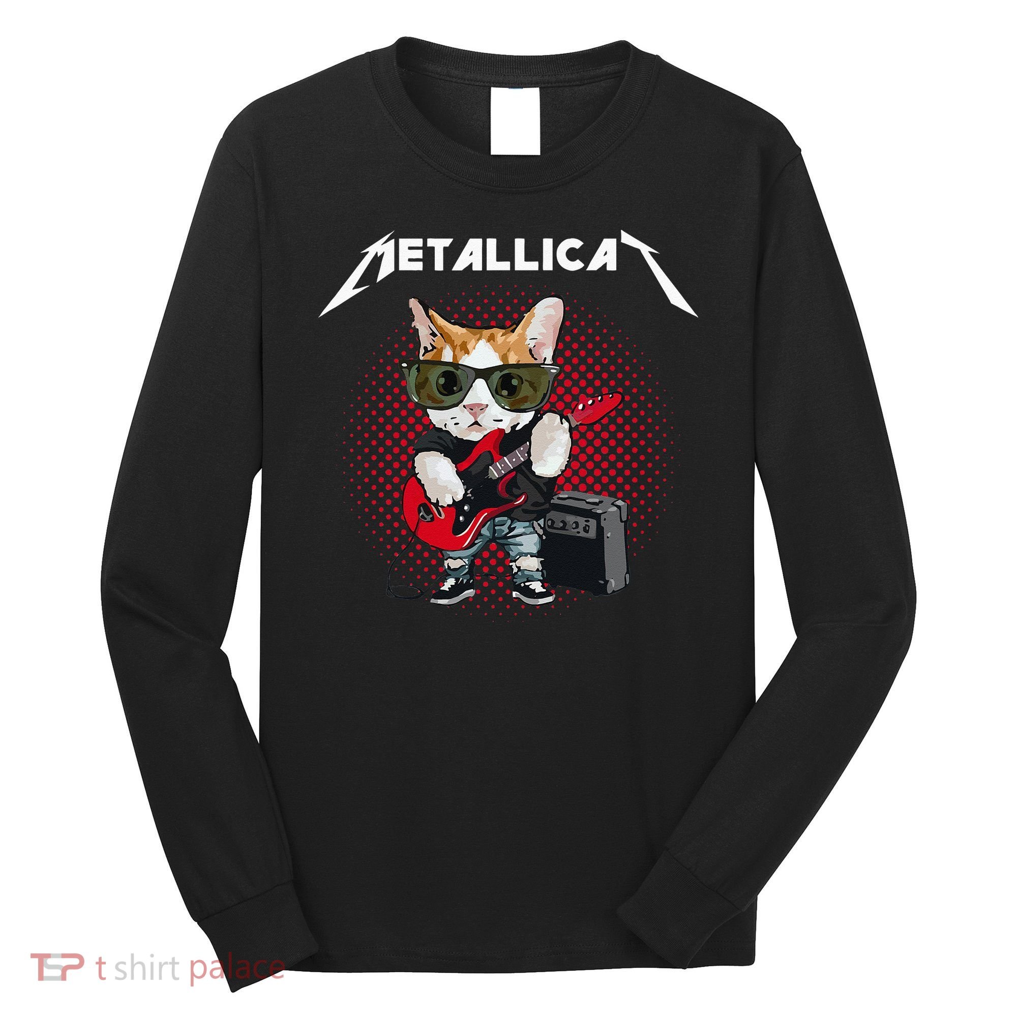 Metallicat Rock Music Funny Parody Cat Lovers Concert Long Sleeve Shirt