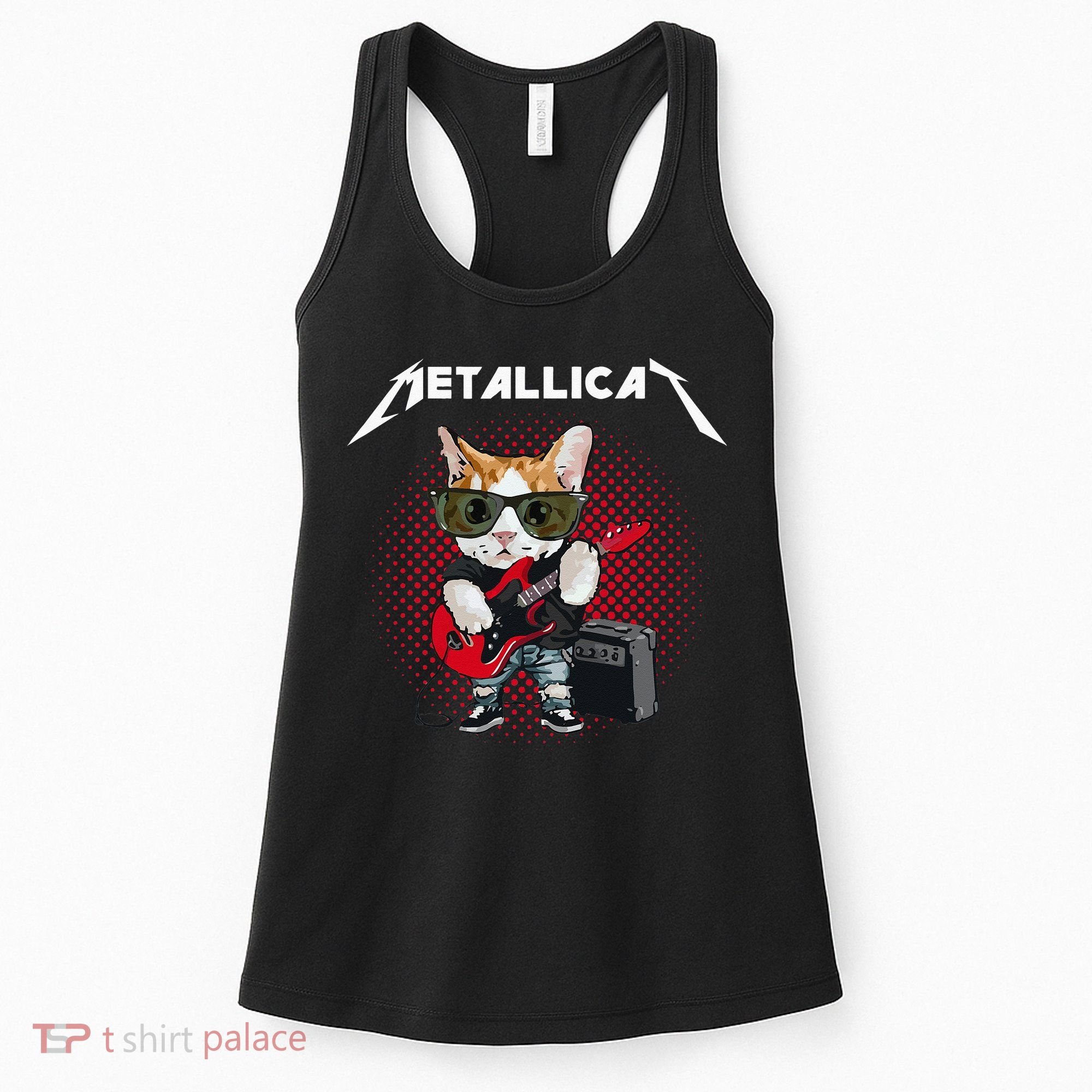 Metallicat Rock Music Funny Parody Cat Lovers Concert Women's Tank Top