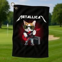 Metallicat Rock Music Funny Parody Cat Lovers Concert Golf Towel thumb 1