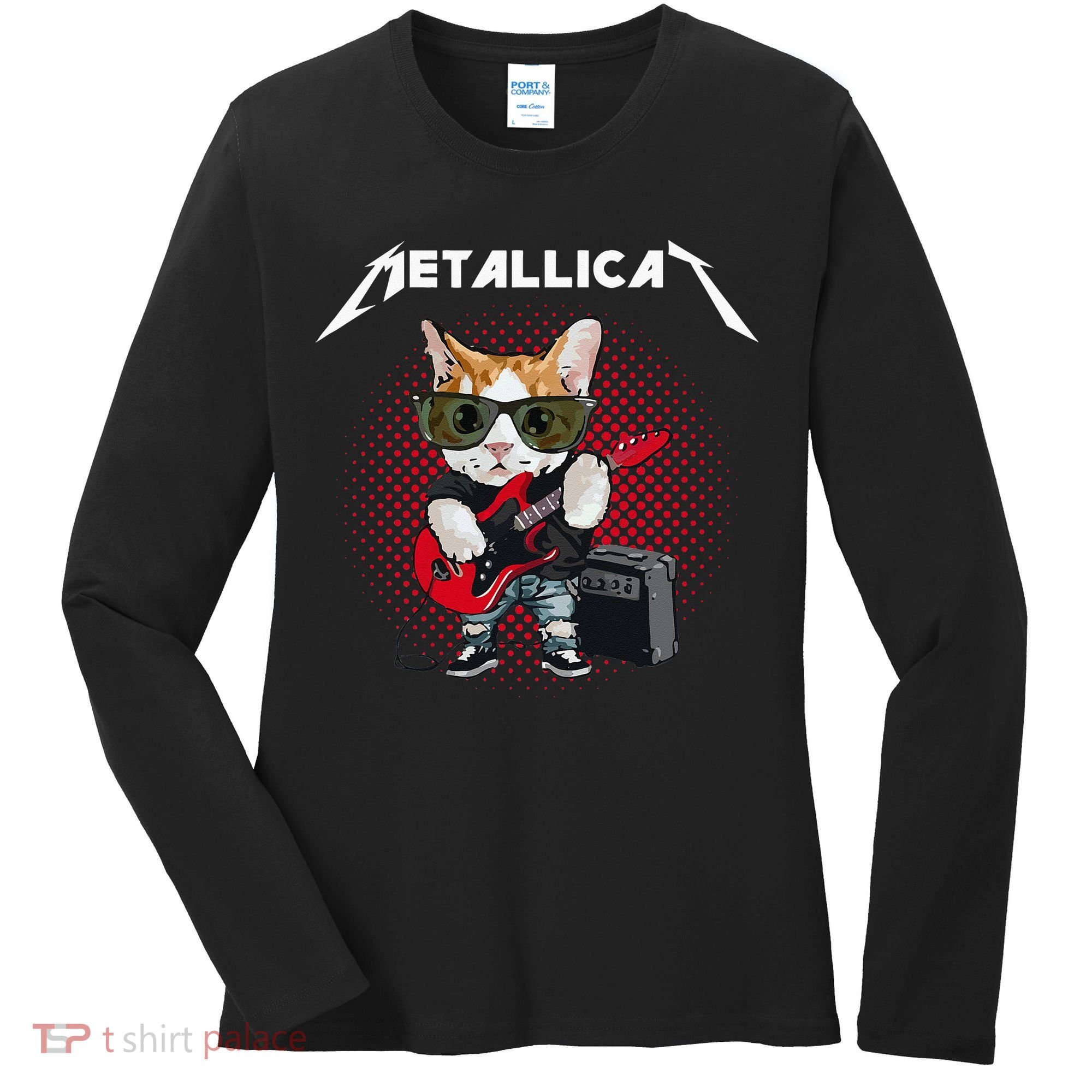 Metallicat Rock Music Funny Parody Cat Lovers Concert Women's Long Sleeve Shirt