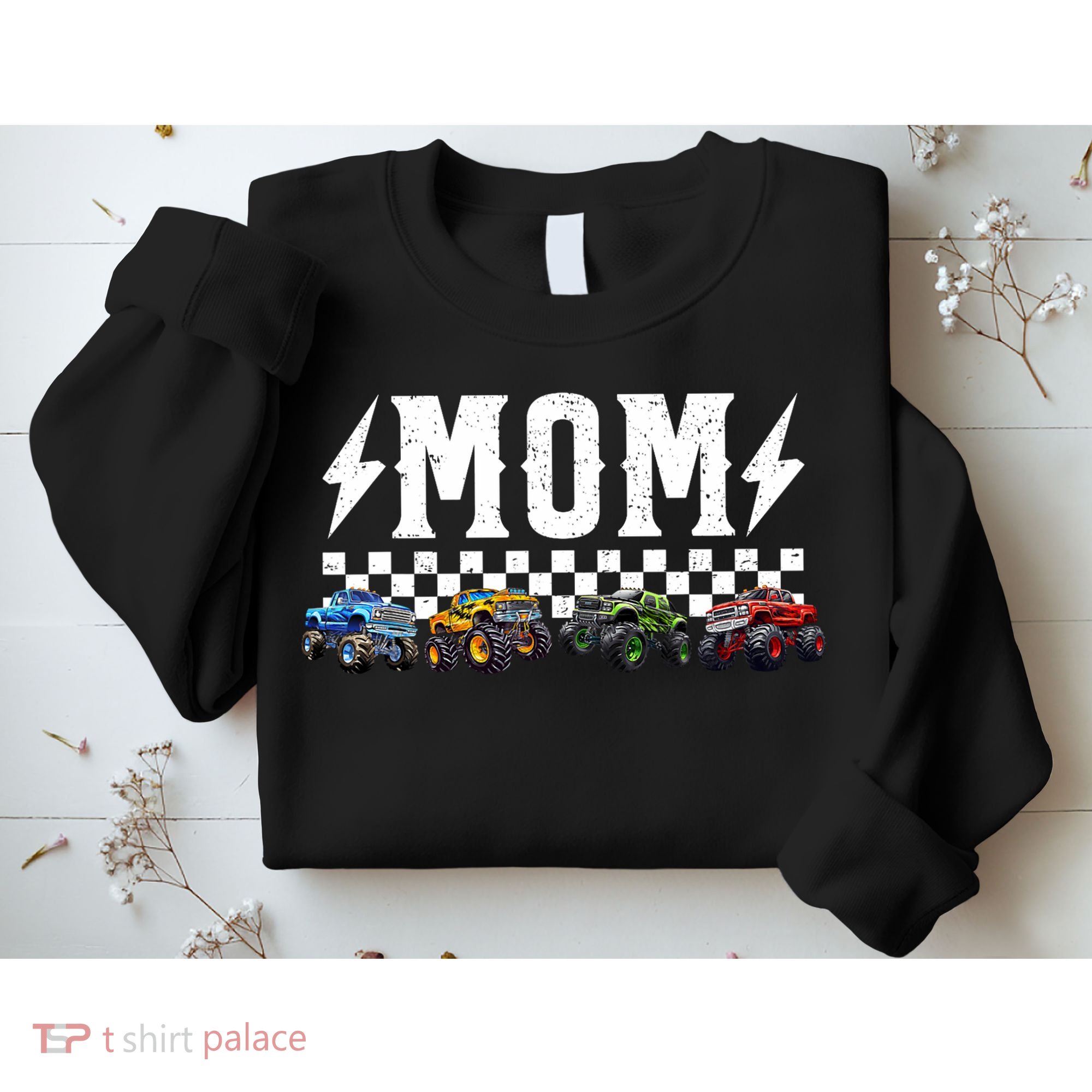 Mom Retro Monster Truck Family Crew Birthday Matching  Sweatshirt
