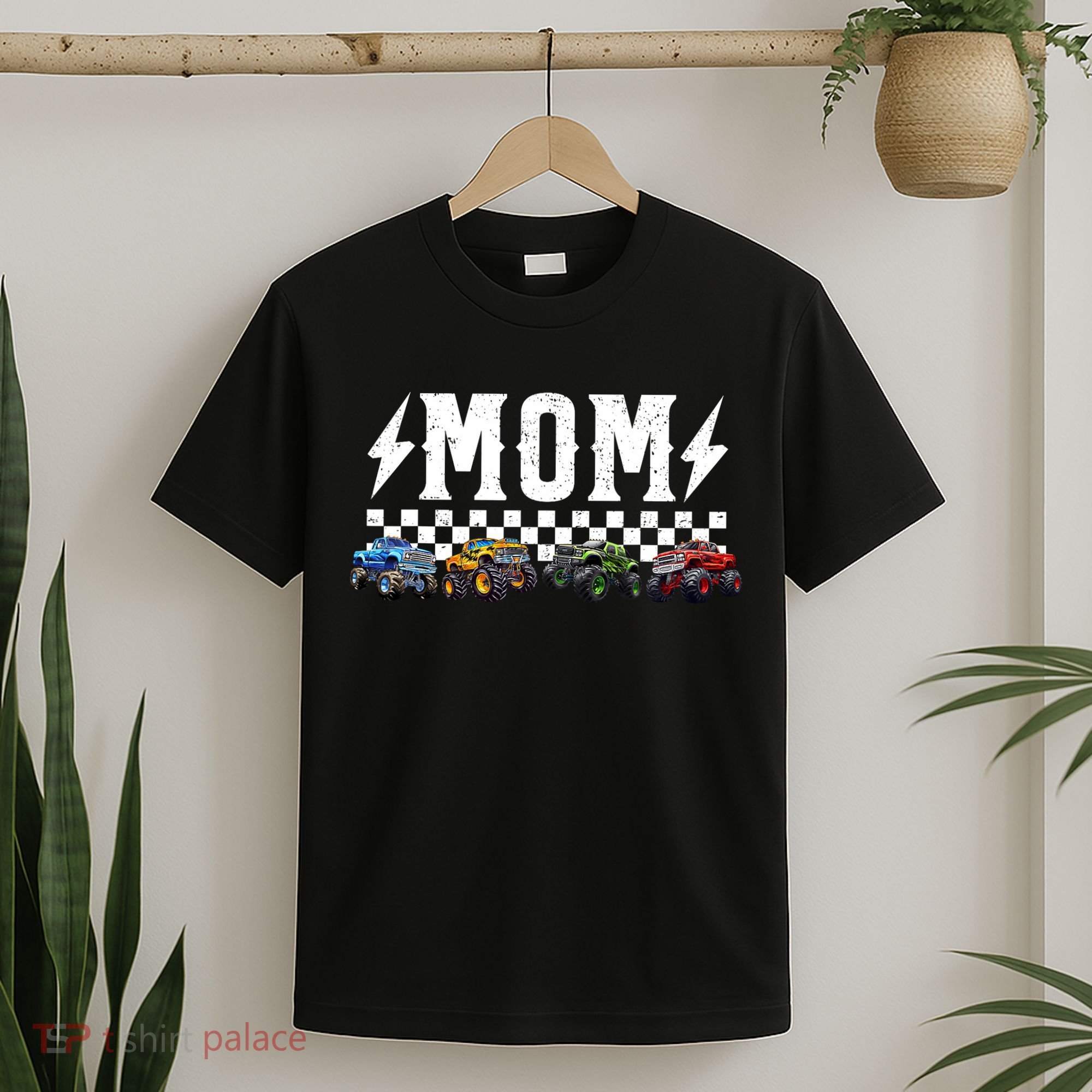 Mom Retro Monster Truck Family Crew Birthday Matching  T-Shirt