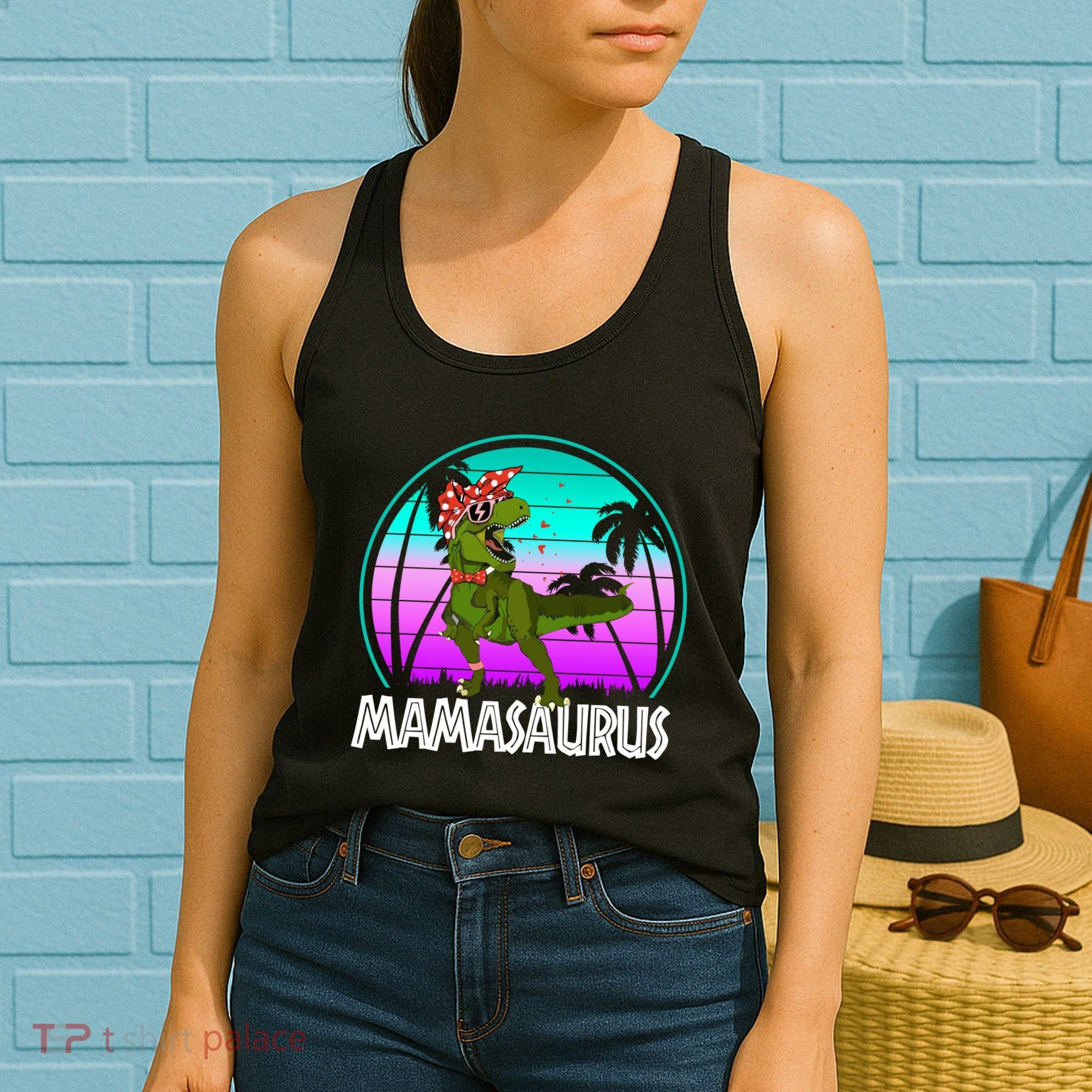 Mamasaurus Rex Mama Dinosaur Retro Dino Women's Tank Top