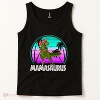 Mamasaurus Rex Mama Dinosaur Retro Dino Tank Top thumb 2