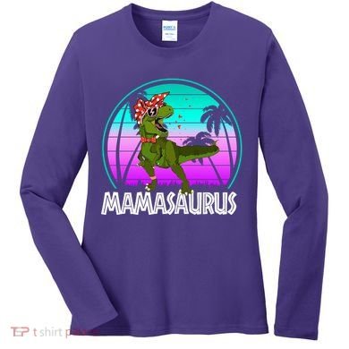 Mamasaurus Rex Mama Dinosaur Retro Dino Women's Long Sleeve Shirt