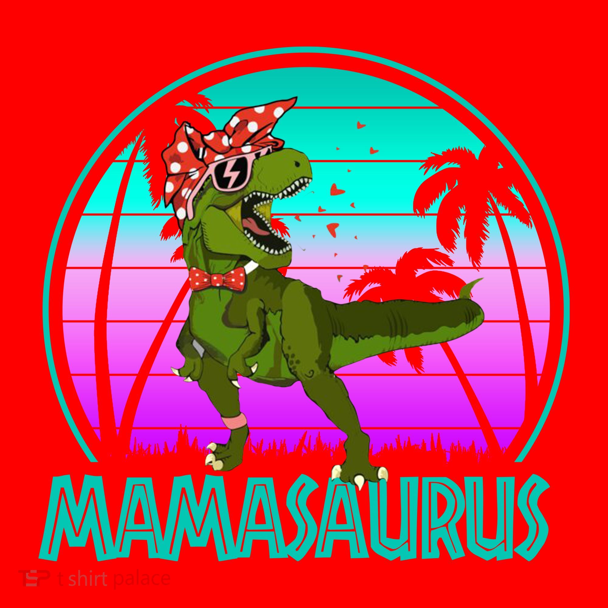 Mamasaurus Rex Mama Dinosaur Retro Dino Santa Hat