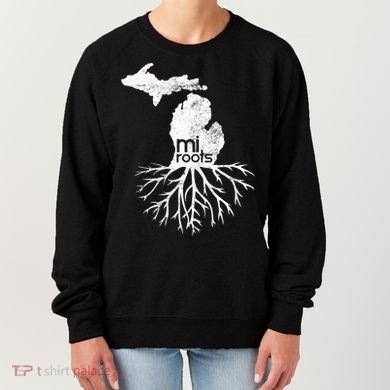 Mi Roots Michigan Map Native Michigander Gift Home State Gift Women's Sweatshirt
