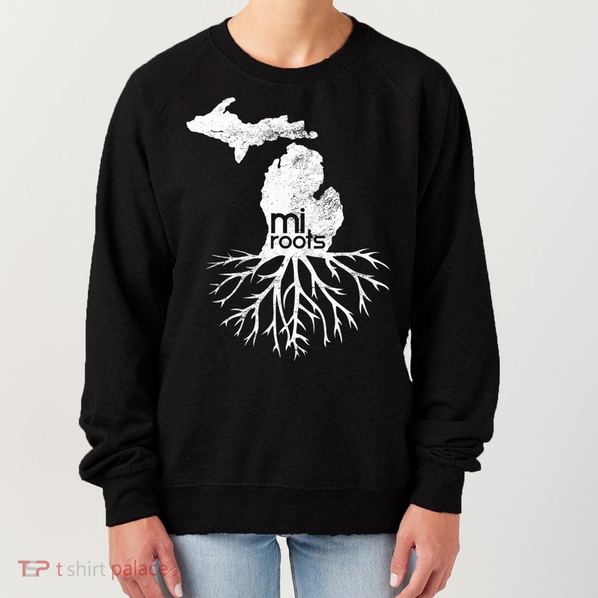 Mi Roots Michigan Map Native Michigander Gift Home State Gift Women's Sweatshirt