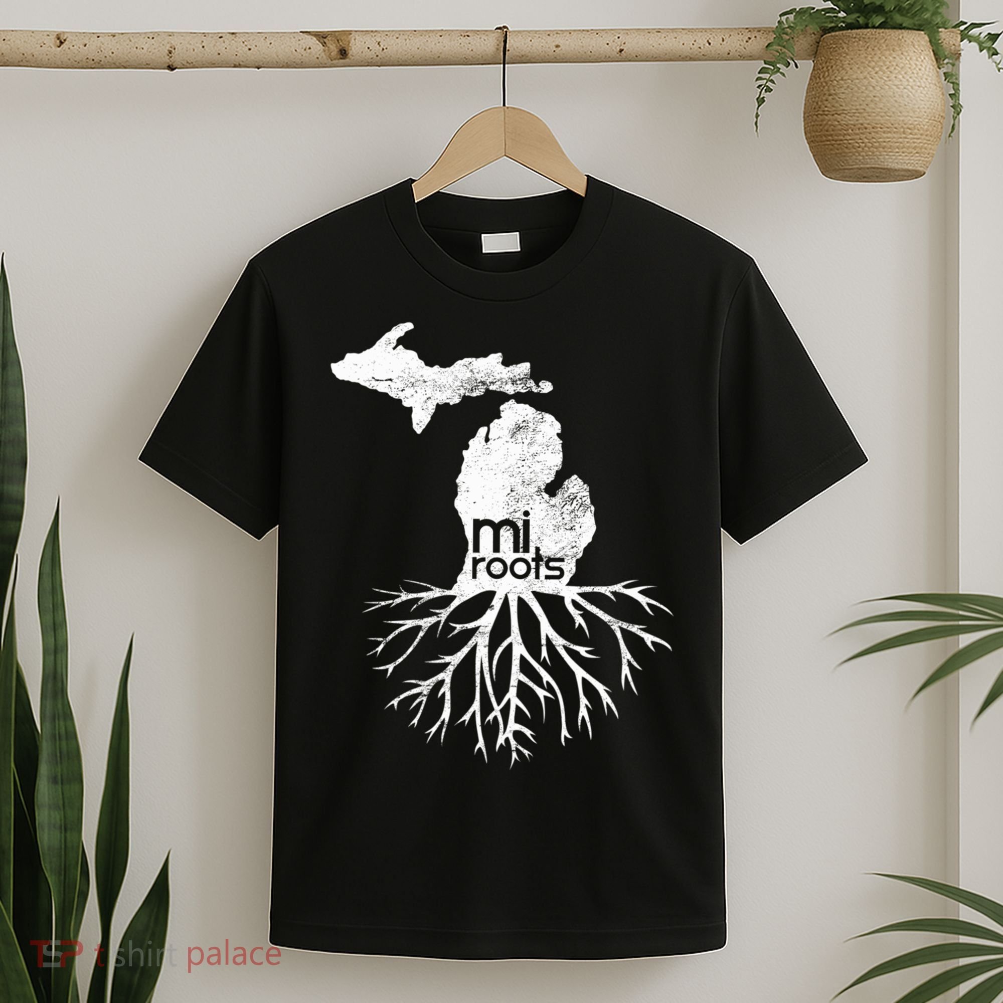 Mi Roots Michigan Map Native Michigander Gift Home State Gift T-Shirt
