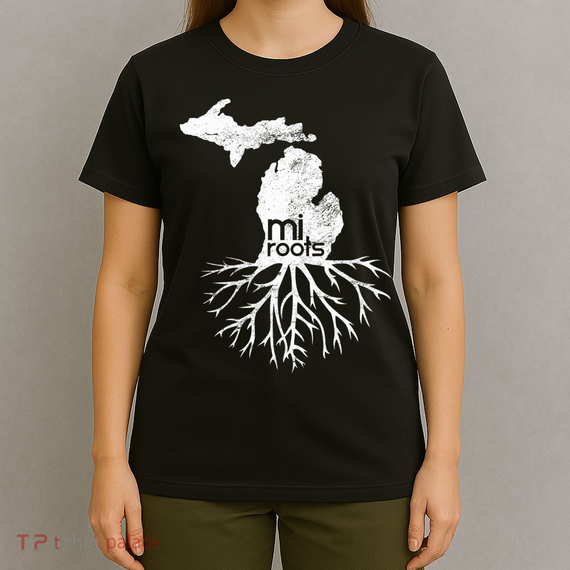 Mi Roots Michigan Map Native Michigander Gift Home State Gift T-Shirt