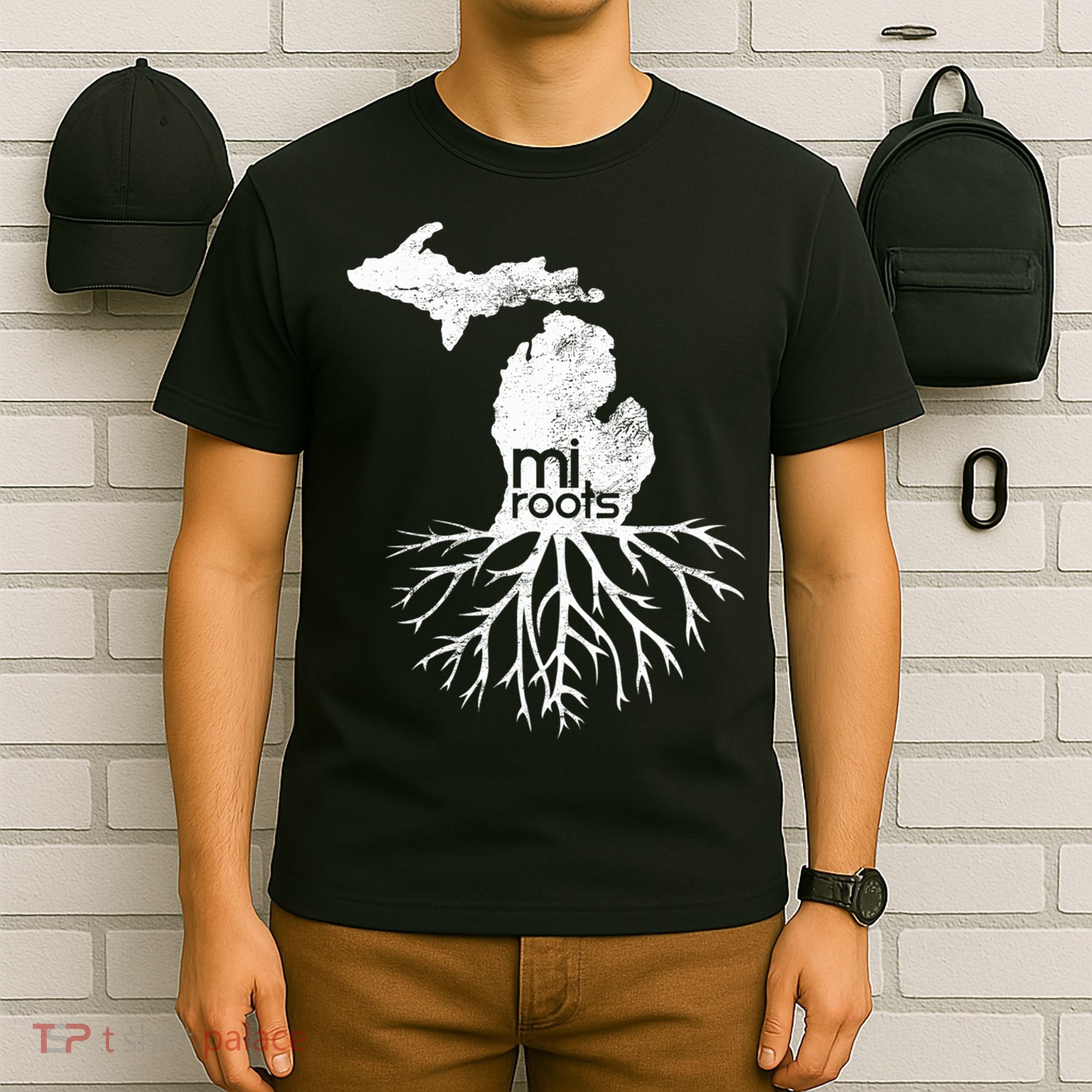 Mi Roots Michigan Map Native Michigander Gift Home State Gift T-Shirt