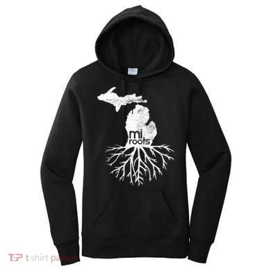 Mi Roots Michigan Map Native Michigander Gift Home State Gift Women's Hoodie