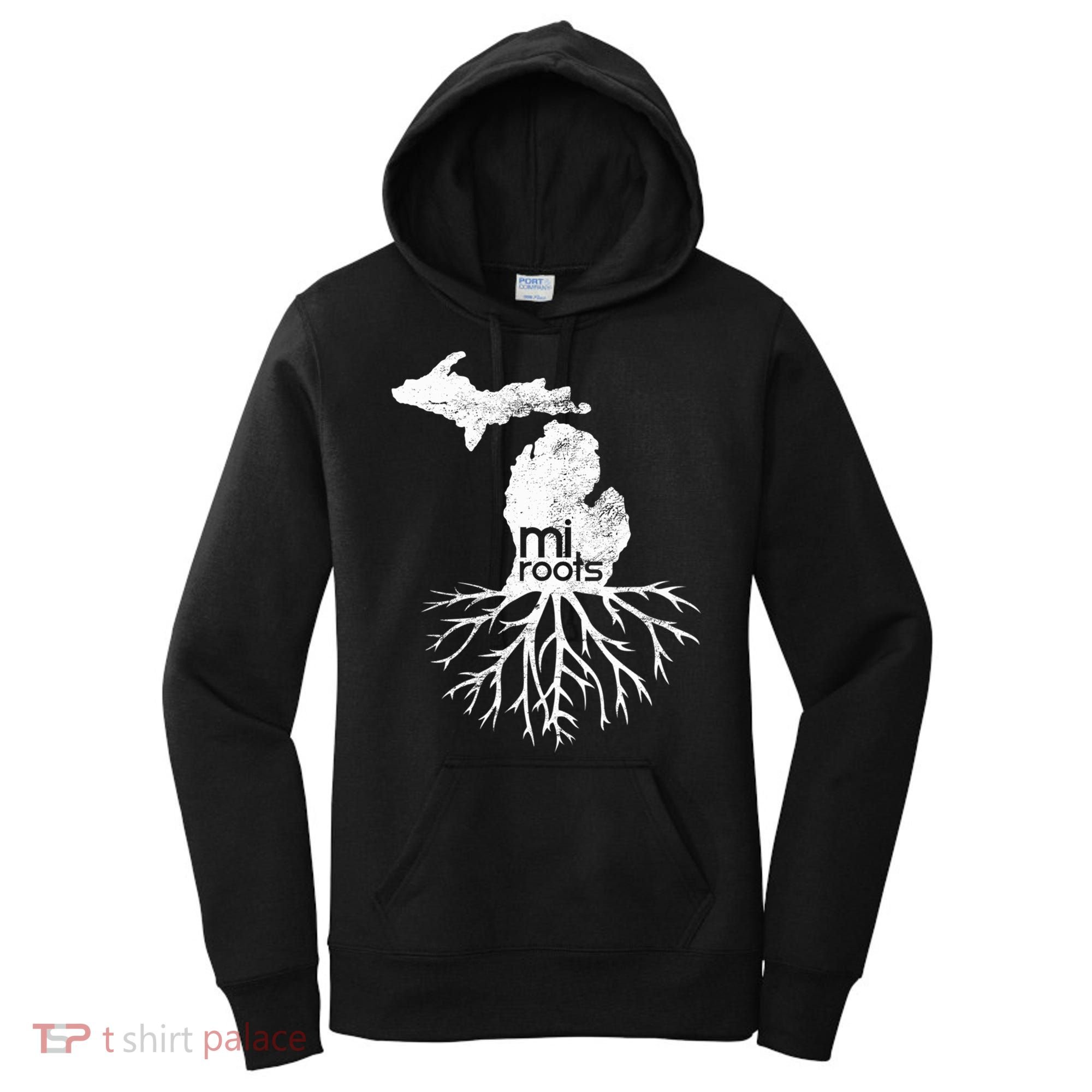 Mi Roots Michigan Map Native Michigander Gift Home State Gift Women's Hoodie