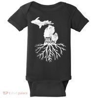 Mi Roots Michigan Map Native Michigander Gift Home State Gift Baby Bodysuit thumb 0