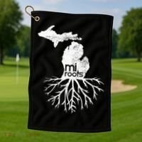 Mi Roots Michigan Map Native Michigander Gift Home State Gift Golf Towel thumb 1