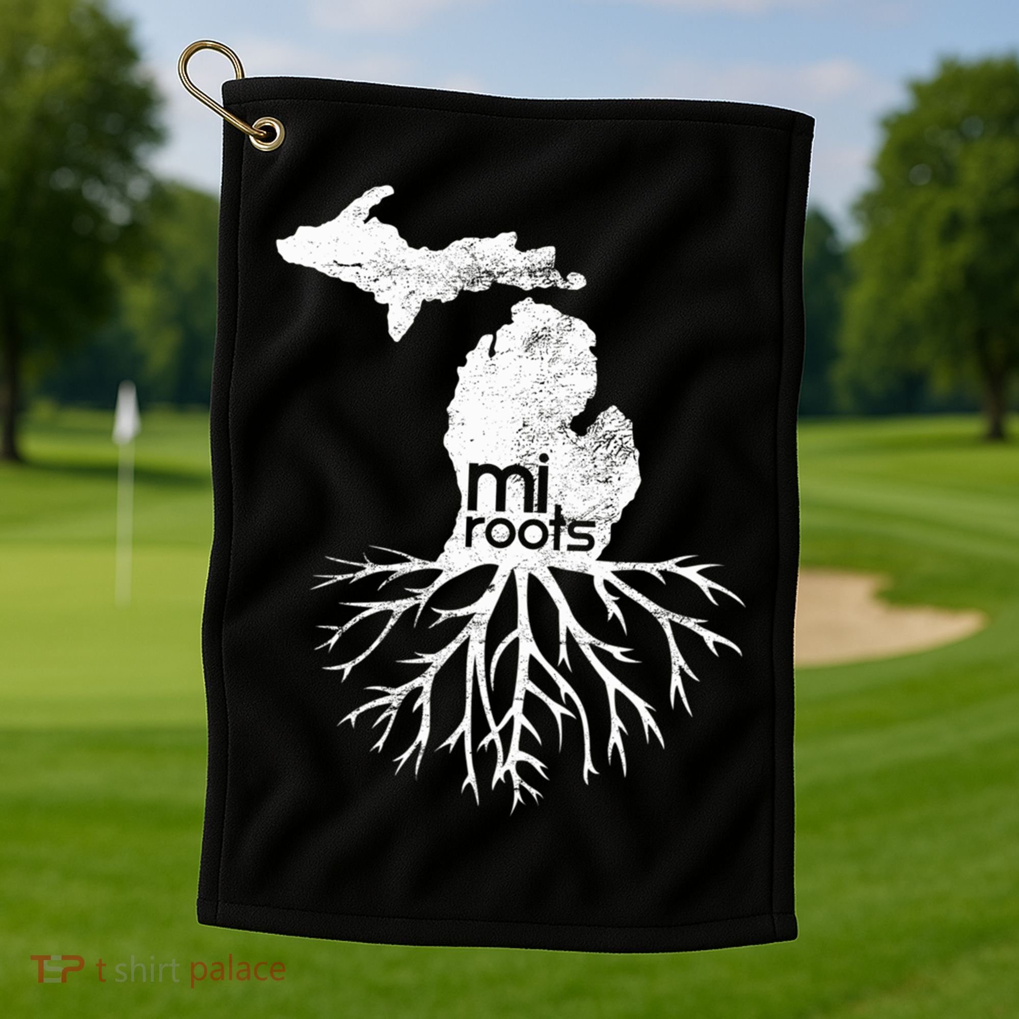 Mi Roots Michigan Map Native Michigander Gift Home State Gift Golf Towel