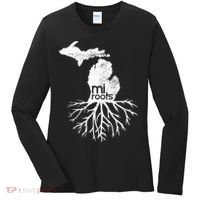 Mi Roots Michigan Map Native Michigander Gift Home State Gift Women's Long Sleeve Shirt thumb 0