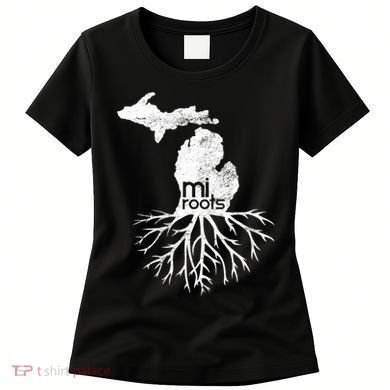 Mi Roots Michigan Map Native Michigander Gift Home State Gift Women's T-Shirt