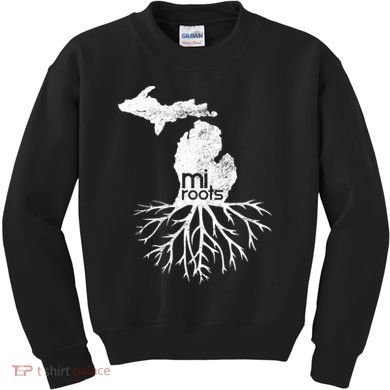 Mi Roots Michigan Map Native Michigander Gift Home State Gift Kids Sweatshirt