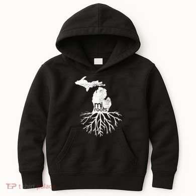 Mi Roots Michigan Map Native Michigander Gift Home State Gift Kids Hoodie