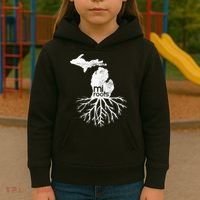 Mi Roots Michigan Map Native Michigander Gift Home State Gift Kids Hoodie thumb 3