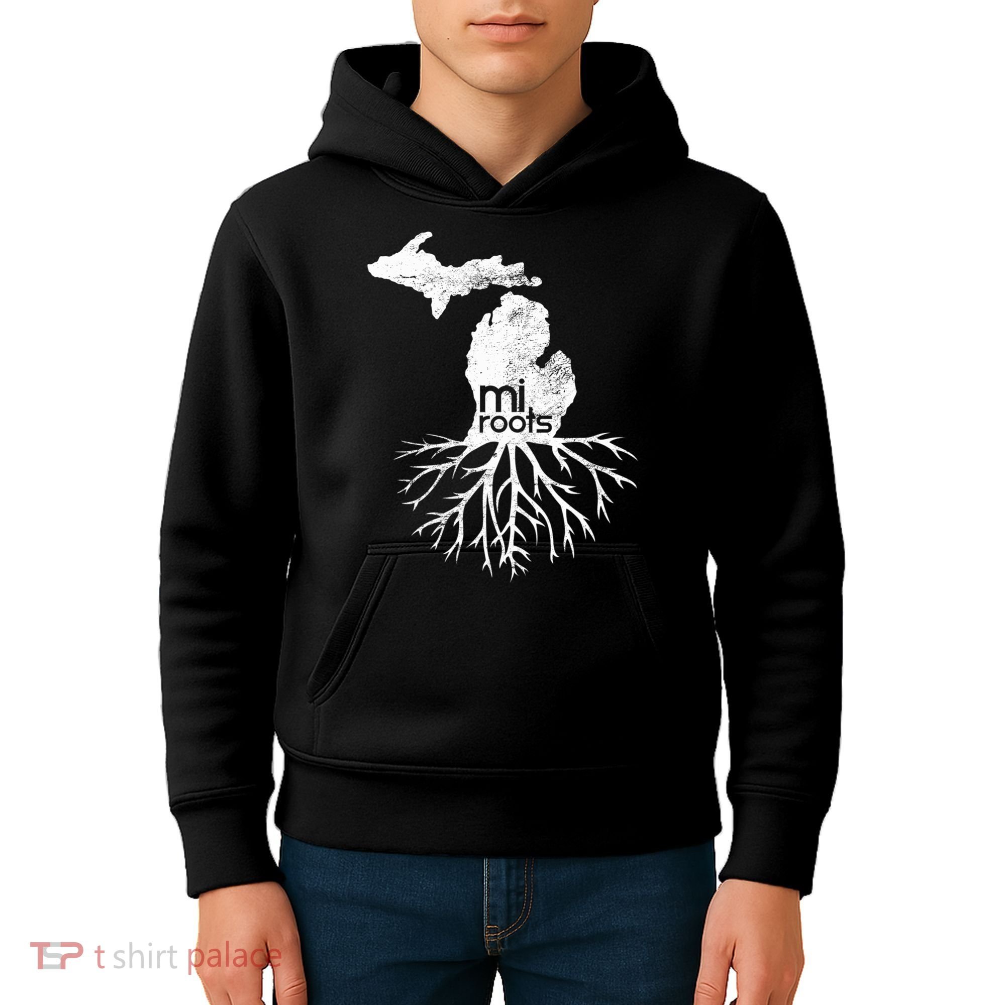 Mi Roots Michigan Map Native Michigander Gift Home State Gift Kids Hoodie
