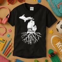 Mi Roots Michigan Map Native Michigander Gift Home State Gift Kids T-Shirt thumb 3