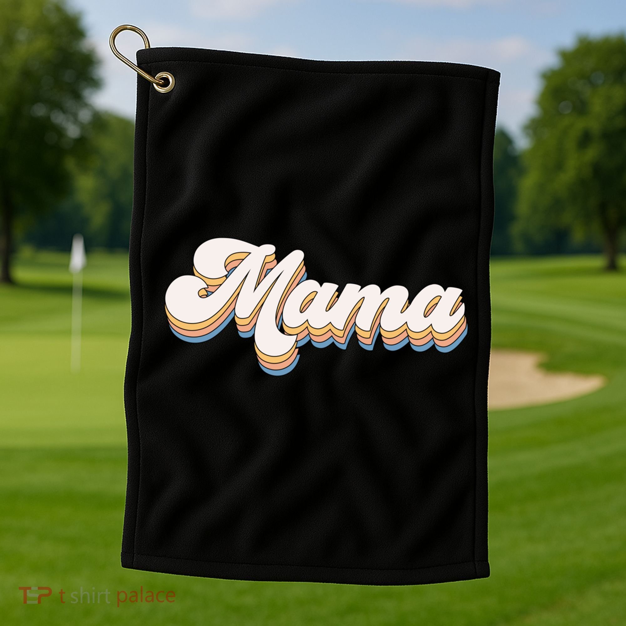 Mama Retro New Mom Funny Gift Golf Towel