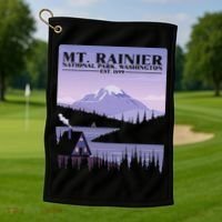 MT. Rainier National Park Hiking Vacation Golf Towel thumb 1