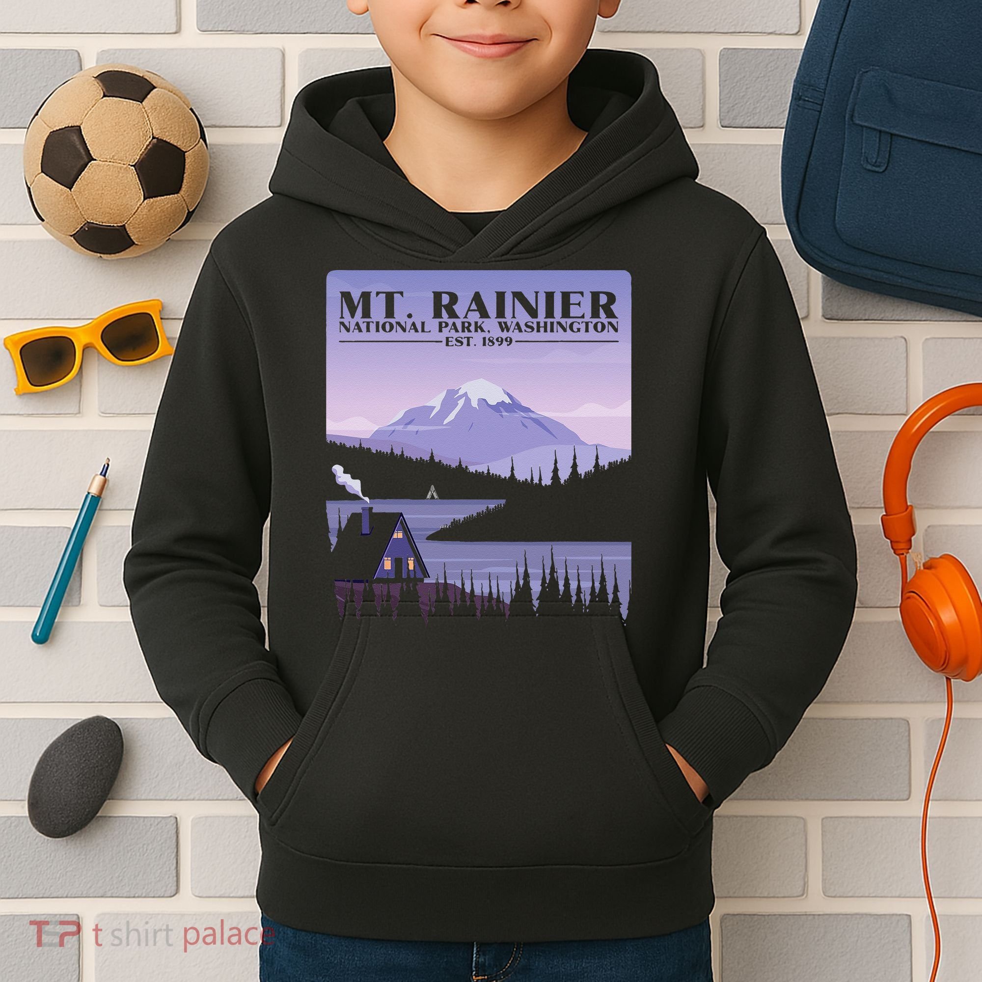 MT. Rainier National Park Hiking Vacation Kids Hoodie
