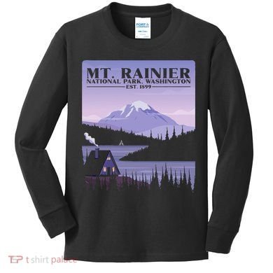 MT. Rainier National Park Hiking Vacation Kids Long Sleeve Shirt