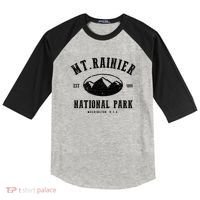 Mt. Rainier National Park Love Hiking Wanderlust Raglan Baseball Sleeve Shirt thumb 0