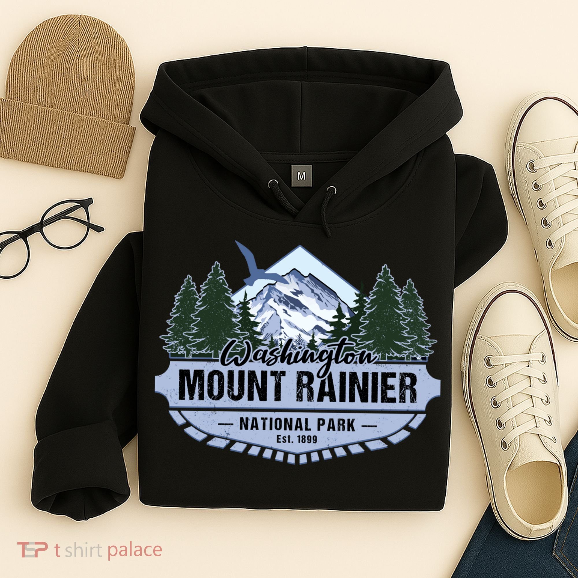 Mount Rainier National Park Washington Novelty Souvenir Hoodie