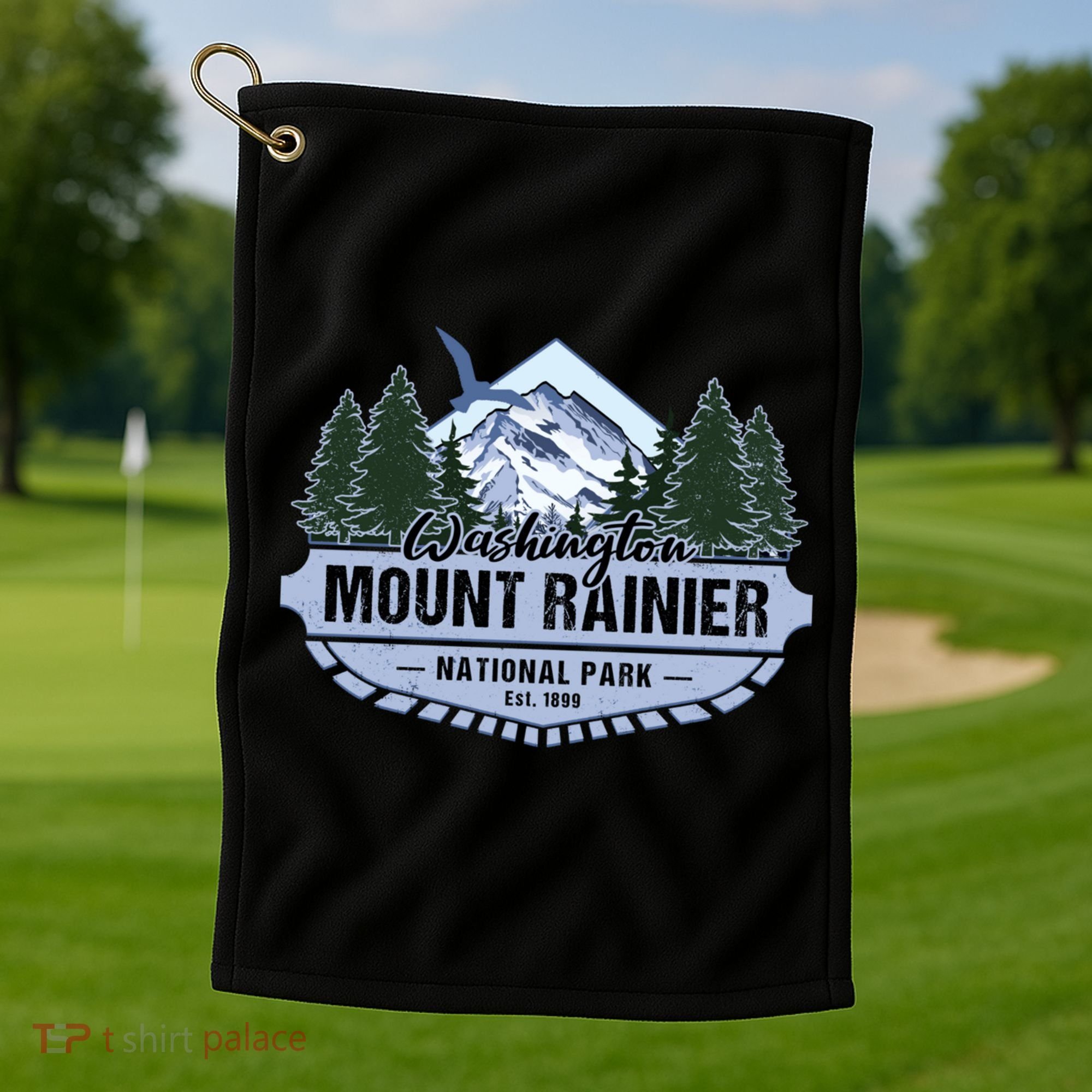 Mount Rainier National Park Washington Novelty Souvenir Golf Towel