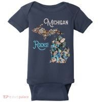 Michigan Rocks Petoskey Stone Hunting Great Lakes State Baby Bodysuit thumb 0