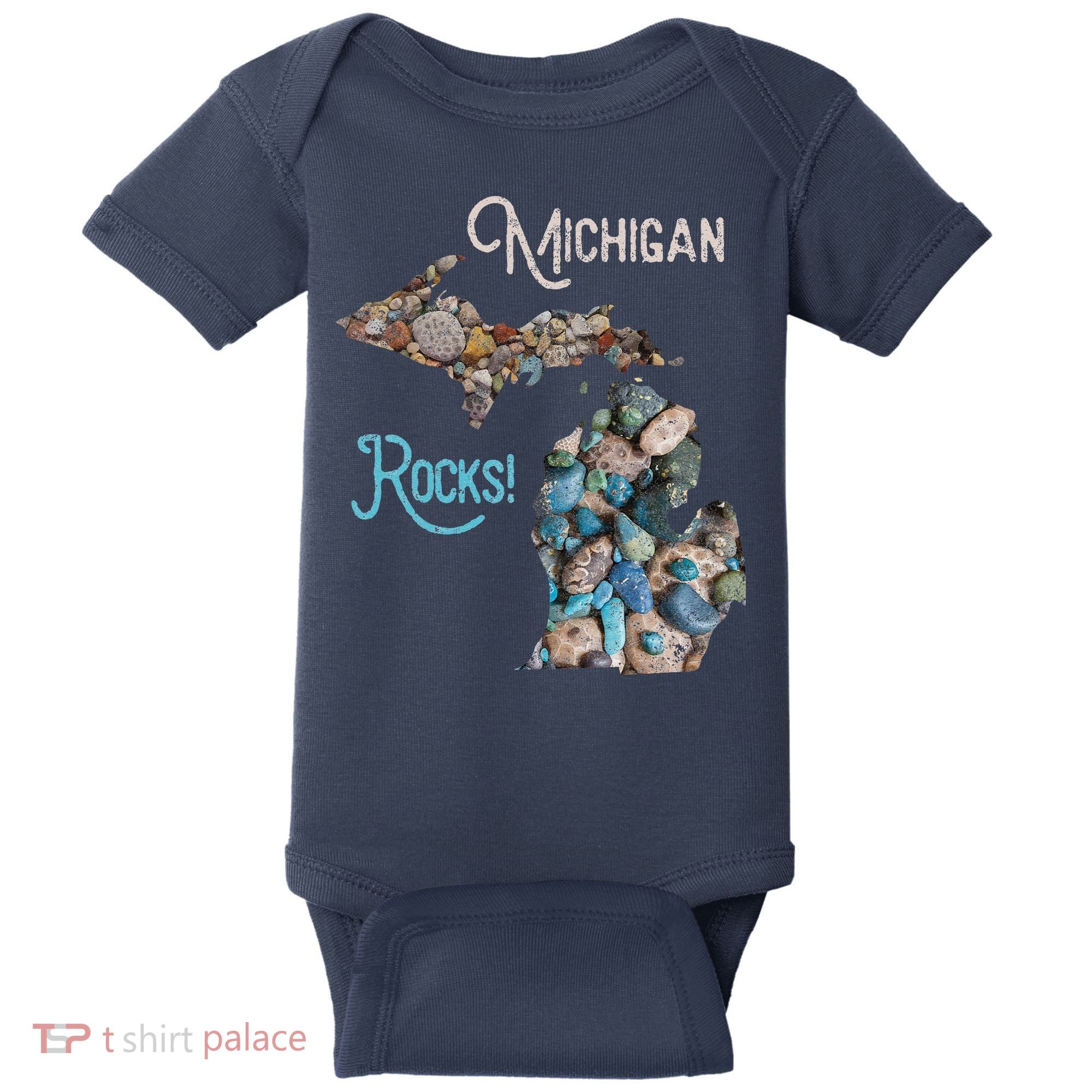 Michigan Rocks Petoskey Stone Hunting Great Lakes State Baby Bodysuit