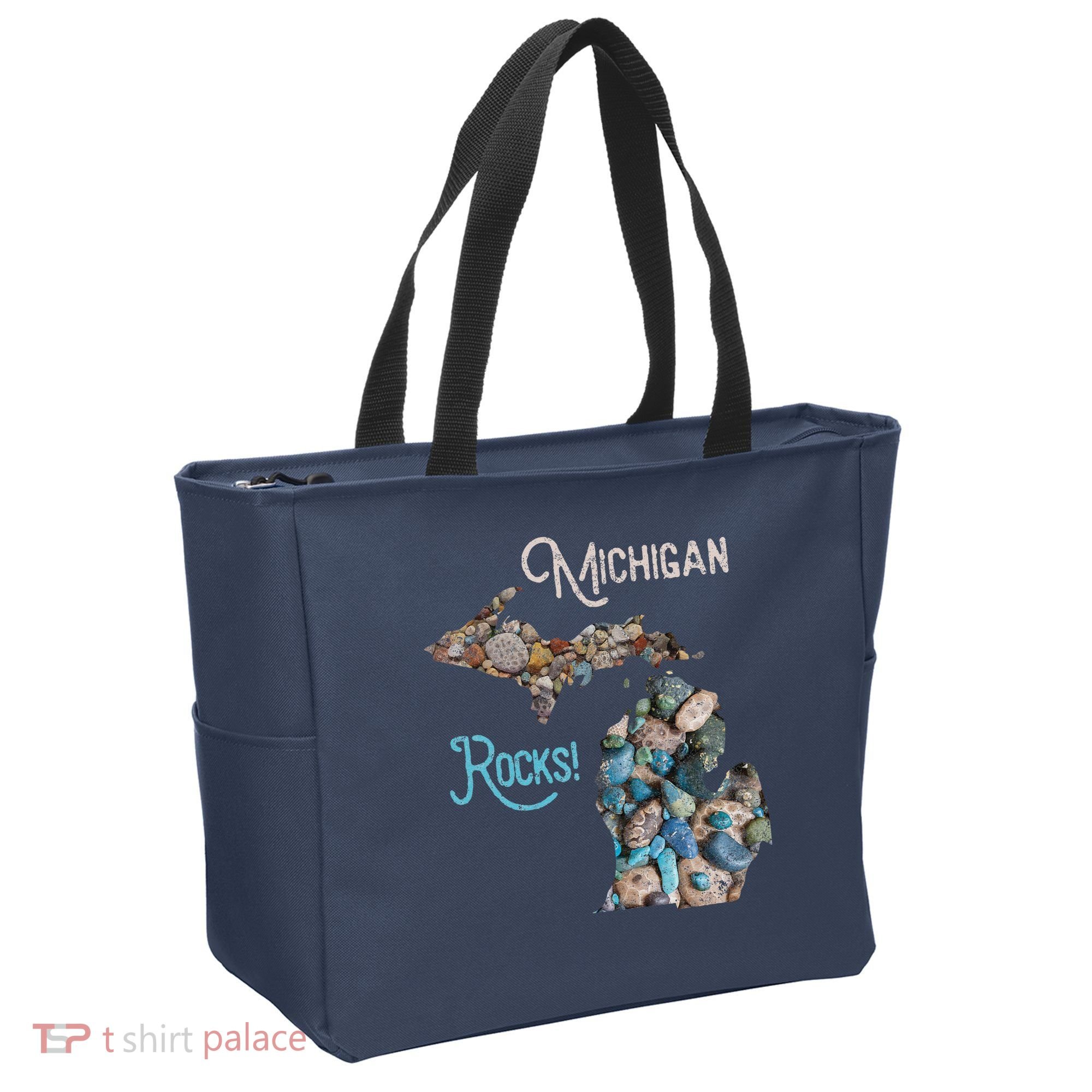 Michigan Rocks Petoskey Stone Hunting Great Lakes State Tote Bag