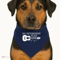 My Retirement Plan Guitar Music Notes Retiree Pension Gift USA-Made Doggie Bandana thumb 1