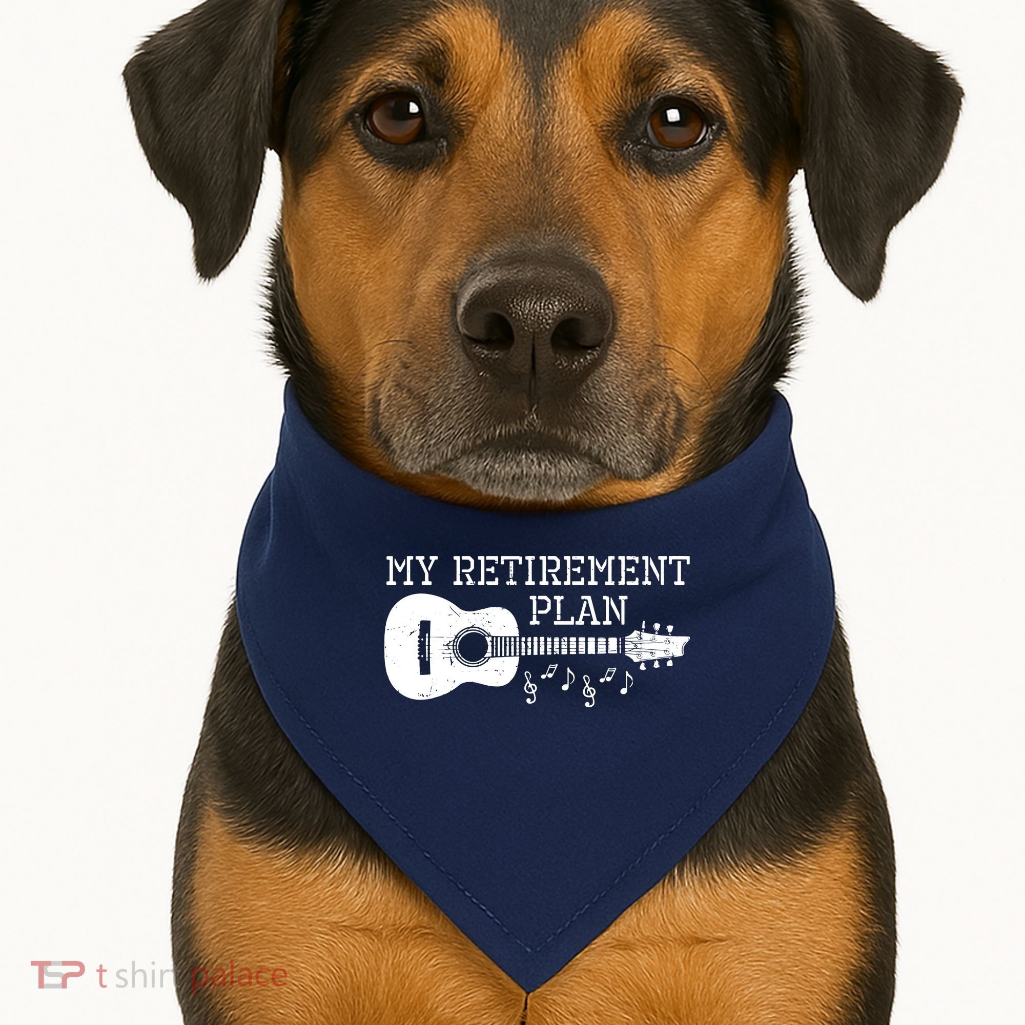 My Retirement Plan Guitar Music Notes Retiree Pension Gift USA-Made Doggie Bandana