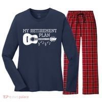 My Retirement Plan Guitar Music Notes Retiree Pension Gift Women's Long Sleeve Flannel Pajama Set  thumb 0