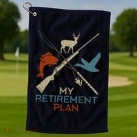 My Retirement Plan Hunting Fishing Hunter Grandfather Golf Towel thumb 1