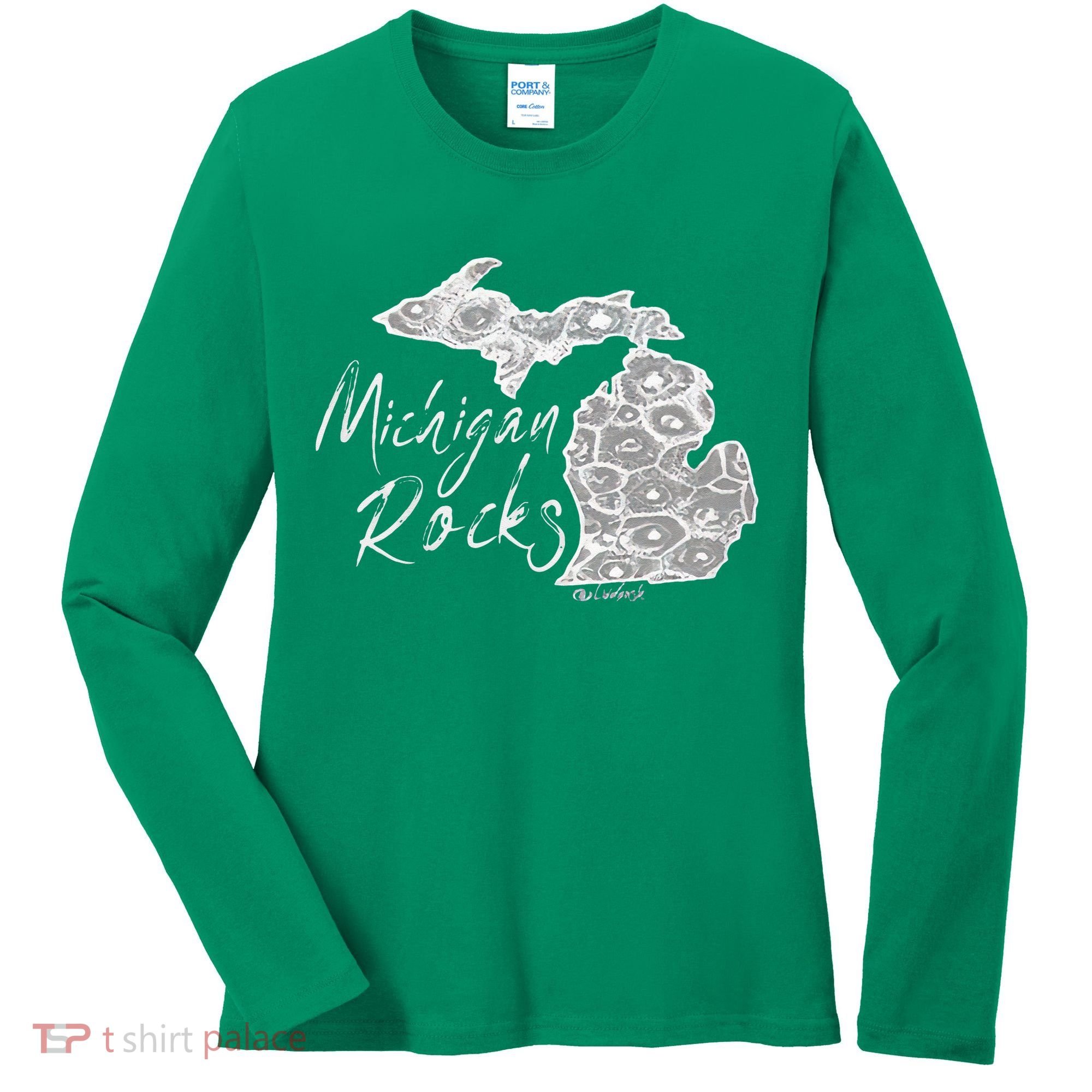 MICHIGAN ROCKS PETOSKEY STONE Women's Long Sleeve Shirt