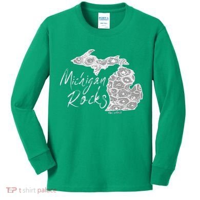 MICHIGAN ROCKS PETOSKEY STONE Kids Long Sleeve Shirt