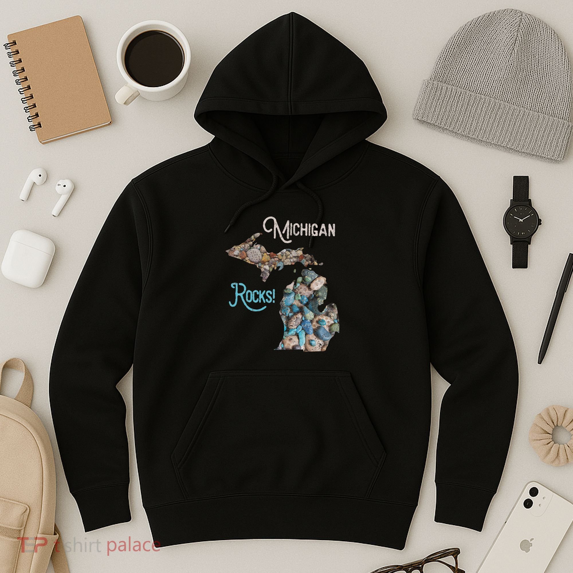 Michigan Rocks Petoskey Stone Hunting Great Lakes State Hoodie