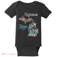 Michigan Rocks Petoskey Stone Hunting Great Lakes State Baby Bodysuit thumb 0